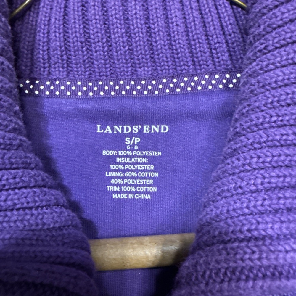 Lands End Women Small 6-8 Purple Fleece Vest Sweater Knit Collar Full Zip Layer - Picture 2 of 9